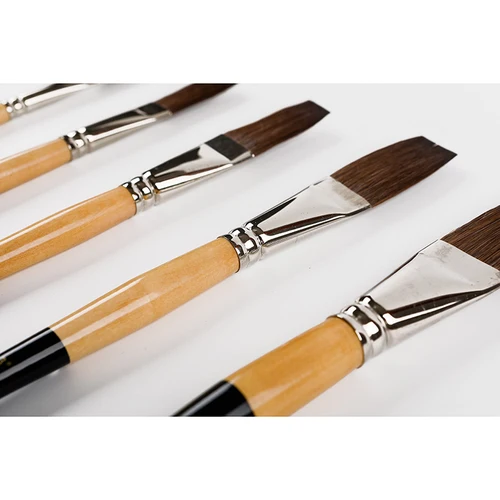 ArtSecret Pro artista acuarela cepillo plano largo 7253 virola de latón mezcla de pelo de ardilla y pelo de caballo suministros de arte
