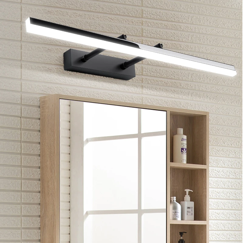 

Retractable Mirror Front Lamps Bathroom Mirror Cabinet Wall Light 40cm 50cm 60cm 80cm Toilet Wall Lamp Black Chrome AC 220V