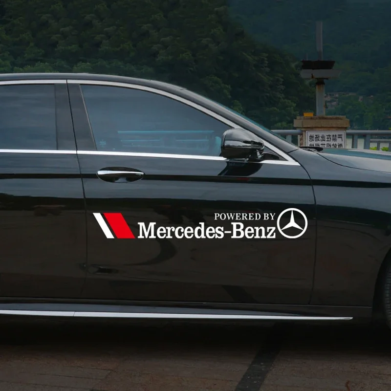 

70x9.8cm Reflective Vinyl Car Sticker for Mercedes Benz Star Racing Track Block Decal Side Door Garland Decoration Black White