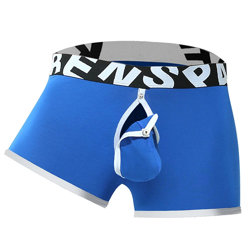 1pc Sexy Men's Low Waist Underwear Boxer Shorts Open Back Underpants Male Removable Bulge Pouch Panties