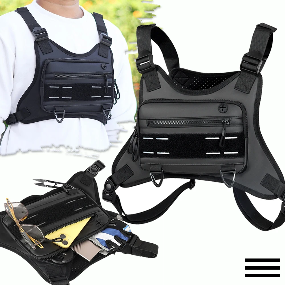 

Sports Men's Chest Bag Lightweight Front Chest Pack Running Vest Bag with Pocket Phone Holder Large Capacity Waterproof Vest