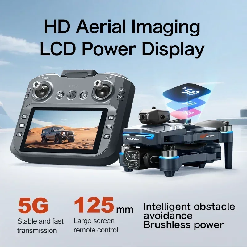 Drone 4K HD GT8 Camera Obstacle Avoidance Aerial Photography Brushless Drone with Screen Foldable RC Drone Quadcopter RTF