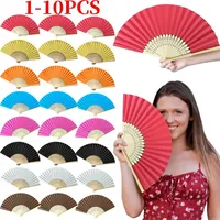 Hand Fan Bamboo Paper Fan Pocket Folding Fan Solid Color Guest Fans DIY Guest Gift for Wedding Birthday Summer Party
