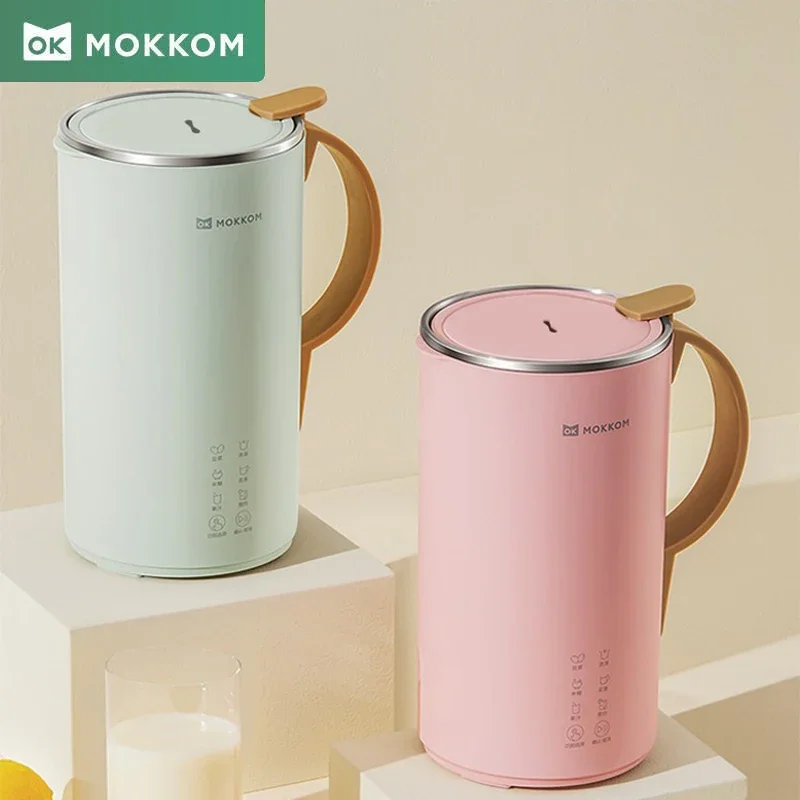 

600ML MOKKOM Electric Soymilk Machine Smart Heating Stainless Steel Mixer Fully Automatic Food Blender Filter-free Soymilk Maker