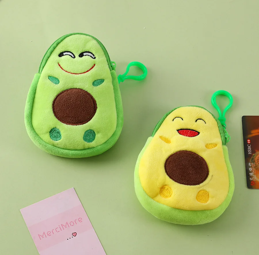 Portafoglio Zero per bambini dei cartoni animati per bambini borsa carina regalo divertimento creativo espressione di Avocado portamonete in peluche