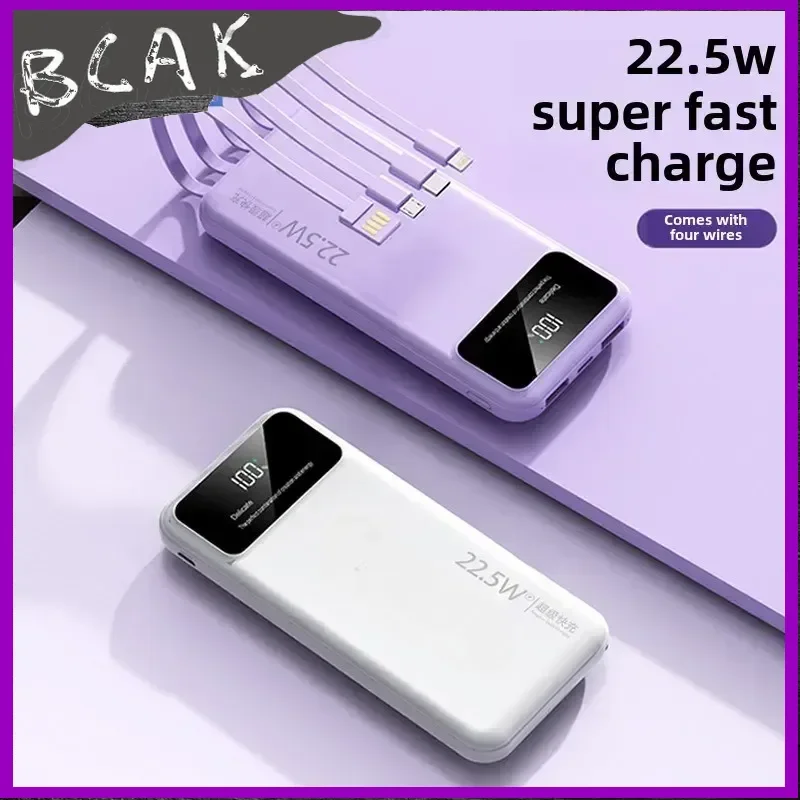 

Style Large Capacity Fast New Power Bank with Cable 20000mAh BCAK Mobile Power Supply Company Gift