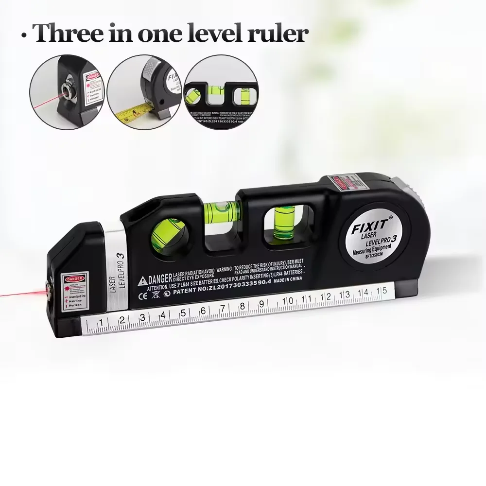 

Multifunctional Infrared Laser Levels With 8FT 2.5M Standard Measure Tape Cross Line Lasers Renovation and Construction Tools