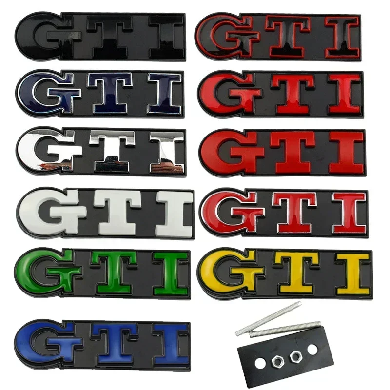 Metal GTI Logo Car Front Grille Emblem Badge for Volkswagen Polo Caddy Golf 4 5 6 8 Jetta Tiguan Touran Passat T-Roc MK3 MK4 MK5