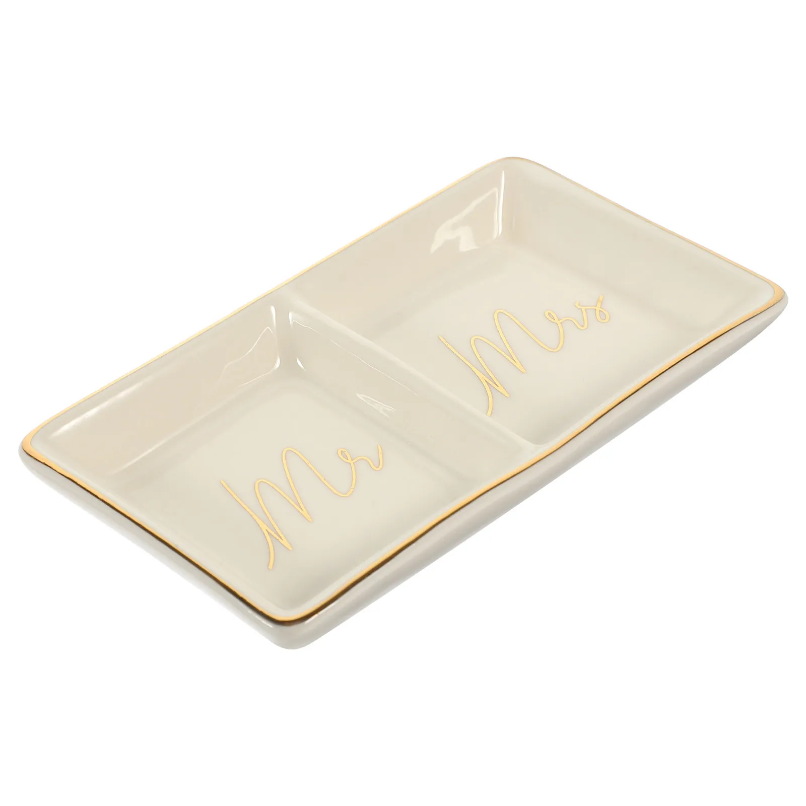 

Керамическая подставка для украшений с двойным отделением, декоративный поднос для колец, серег, мелких предметов, тарелка для хранения ювелирных изделий