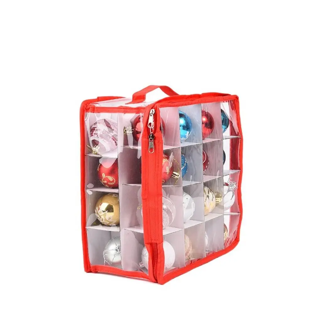 32 Grids Christmas Balls Storage Box Divided Plastic Christmas Ball Storage Containers with Handle Zipper Baubles Storage Box