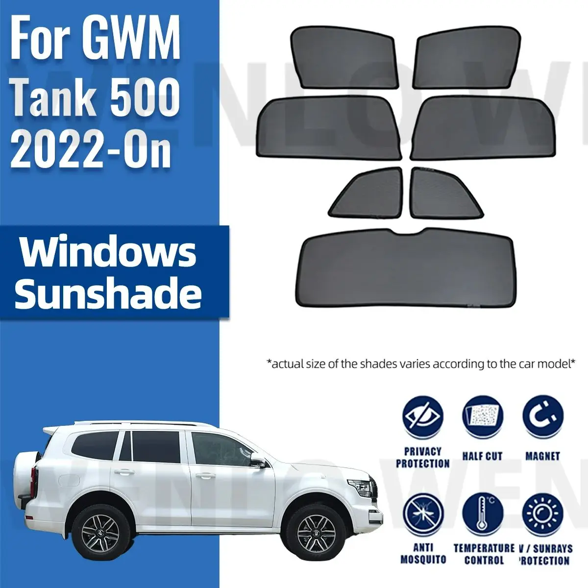 

For GWM WEY Tank 500 2024 2022 2023 Magnetic Car Sunshade Visor Front Windshield Curtain Rear Side Baby Window Sun Shade Shield