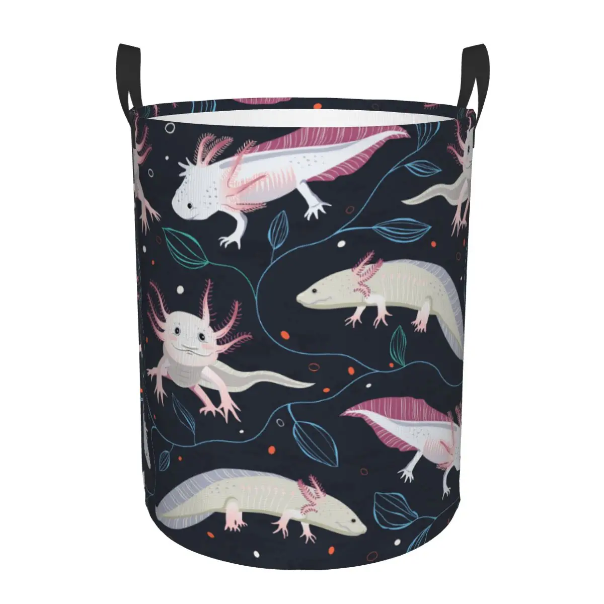 Custom Cute Salamander Animal Axolotls Laundry Hamper Large Clothes Storage Basket Toy Bin Organizer for Boy Girl