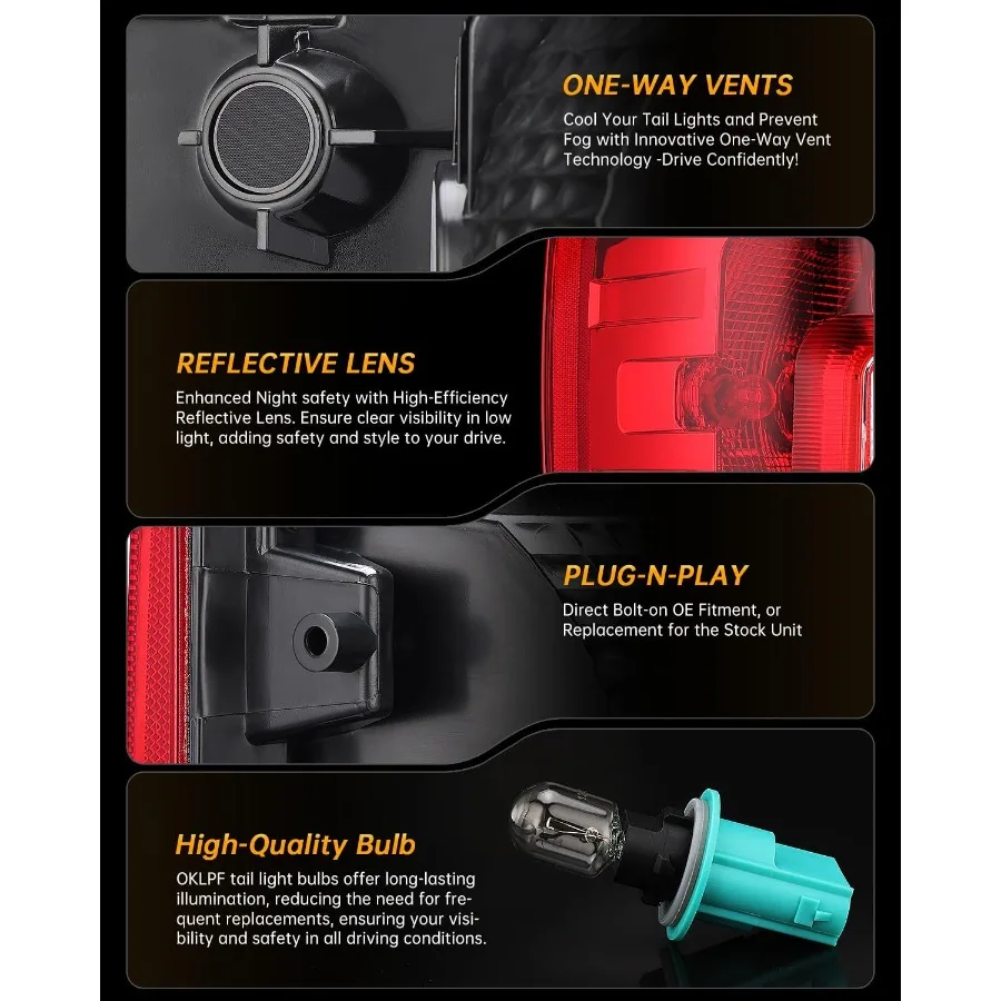 Rear Brake Tail Lights Compatible with 2017 2018 2019  F250 F350 F250 F350 Super Duty for Vehicle Lighting Upgrade Replacement