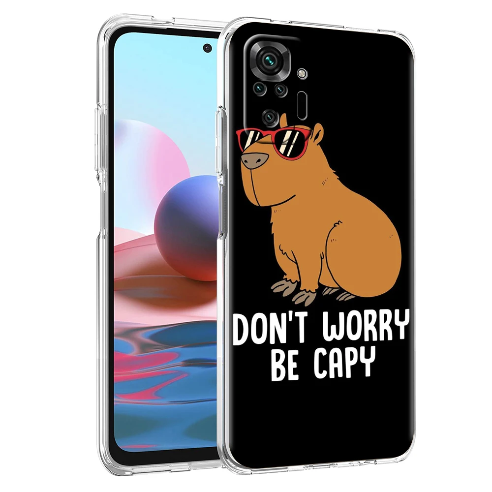 Cartoon Capybara Phone Case Cover for Redmi Note 10 11 11T 7 8 8T 9 K40 Gaming 9A 9C Pro Plus Transparent Shell Capas Fundas Bag