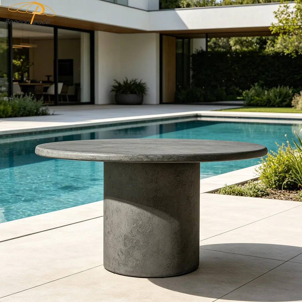 Garden Dining Table Sit-down Camping Furniture Barbecue Round Outdoor Patio Tables Handmade Composite Texture