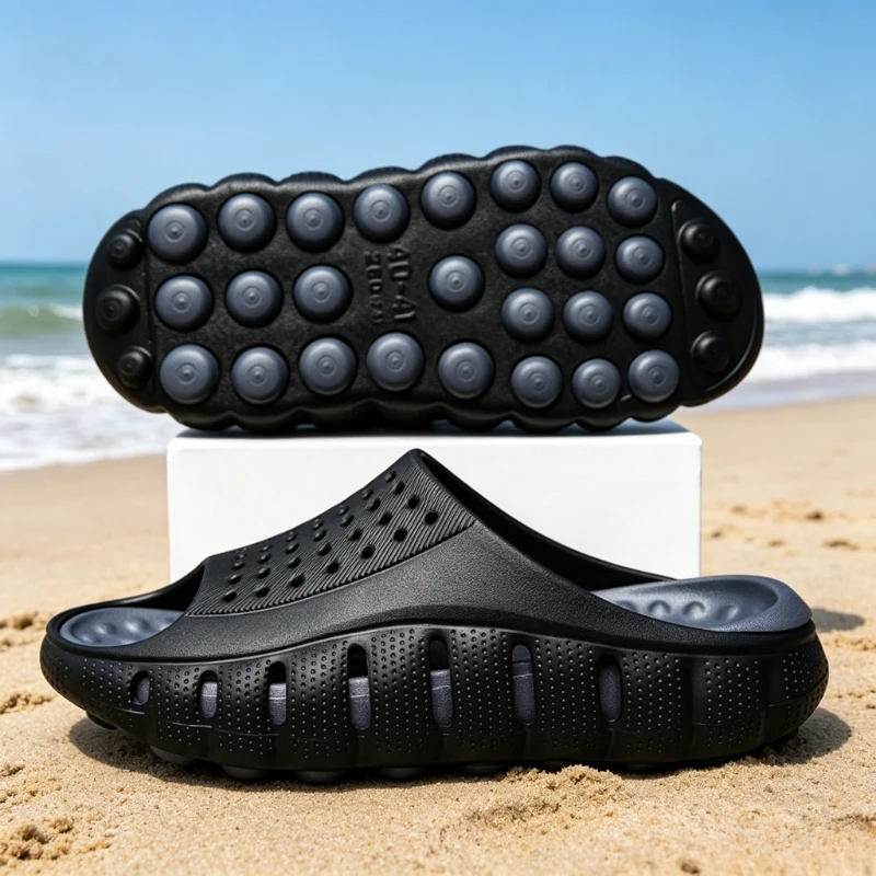 

YUYIN Sport Slippers Men's Casual Massage Shoes Outdoor Thick Bottom Heightening Anti-slip Drying Wear Resistant Odor Sandals