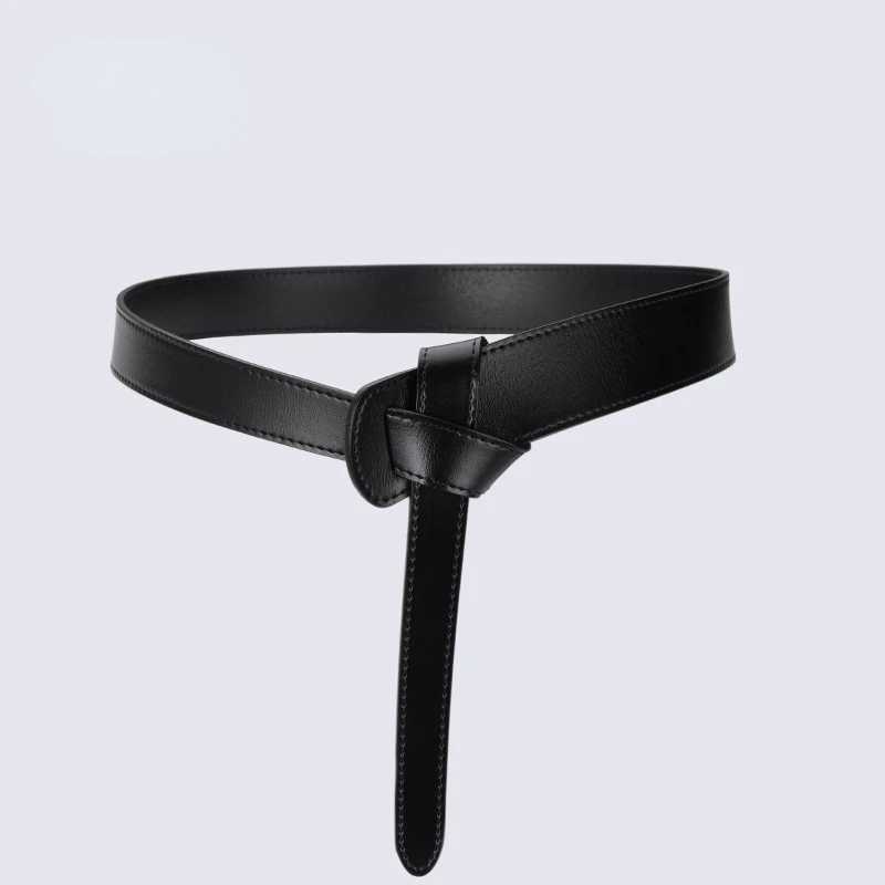 Mode Echt Leer Geknoopt Riem Hoge Kwaliteit Persoonlijkheid Zachte Lange Brede Riemen Multicolor Rok Jas Kleding Accessoires