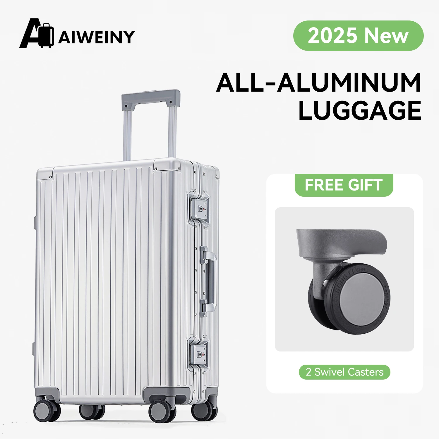 

AIWEINY All aluminum magnesium alloy trolley case universal wheel TSA men lightweight luggage boarding