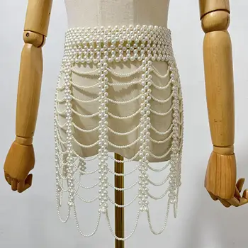 Handmade Pearl กระโปรงผู้หญิง Dressing Beaded Pearl กระโปรงประดับด้วยลูกปัดสวมใส่