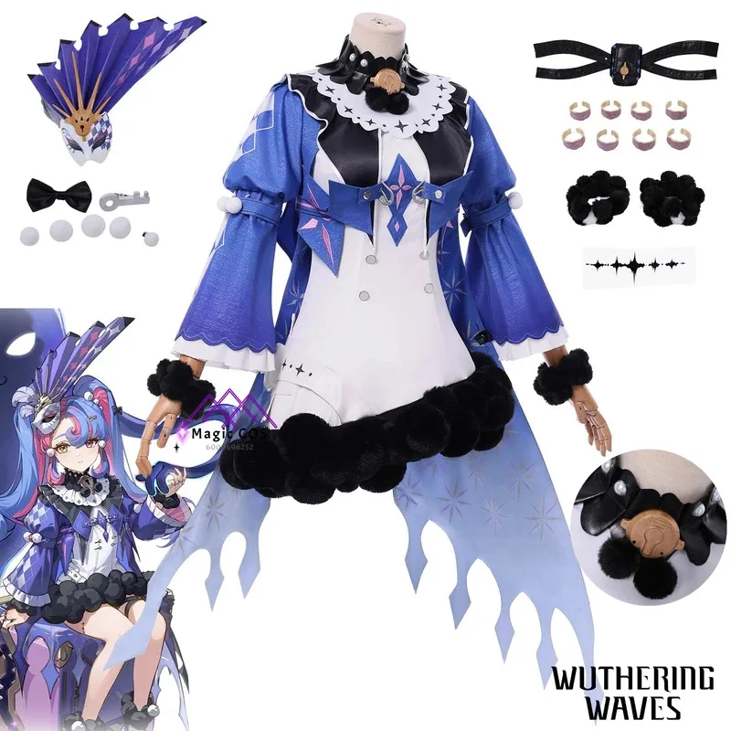 

Game Wuthering Waves Cosplay Halloween Roccia Role Play Costume Anime Cute Lolita Dress with Wig Fuill Set for Women Comic Con