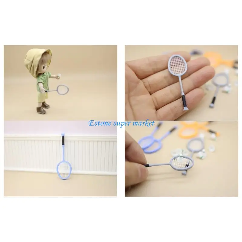 090B Tiny Sports Badminton Racket Equipment For Dolls House Plastic Safe Kids Role Play Collection