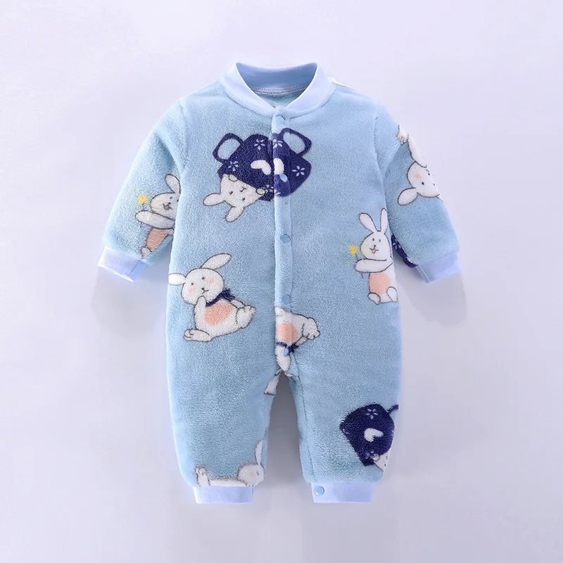 WUDIMIQI New Baby Girl Boy Thick Romper Warm Winter Newborn Infant Baby Dinosaur Fleece Romper Jumpsuit Soft Pajamas Clothes