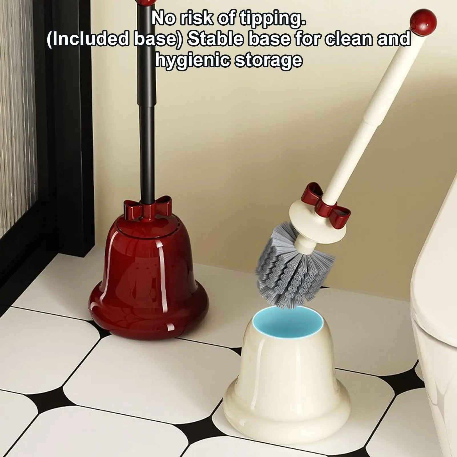 Bathroom Long Handle Toilet Brush Bell Shaped Household Brush Non Perforated Wall Mounted Bathroom Blind Spot Cleaning Brush Set