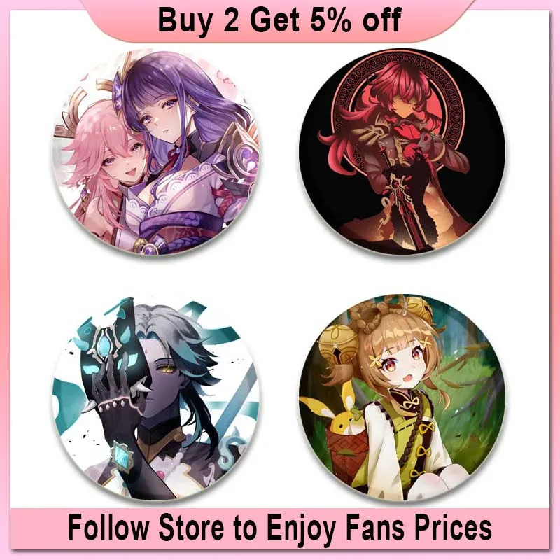 Fashion Jewelry Pop Game Genshin Impact Brooch Kazuha Yae Miko Xiao Pins Cartoon Cosplay Badage Accessories for Backpack Gifts