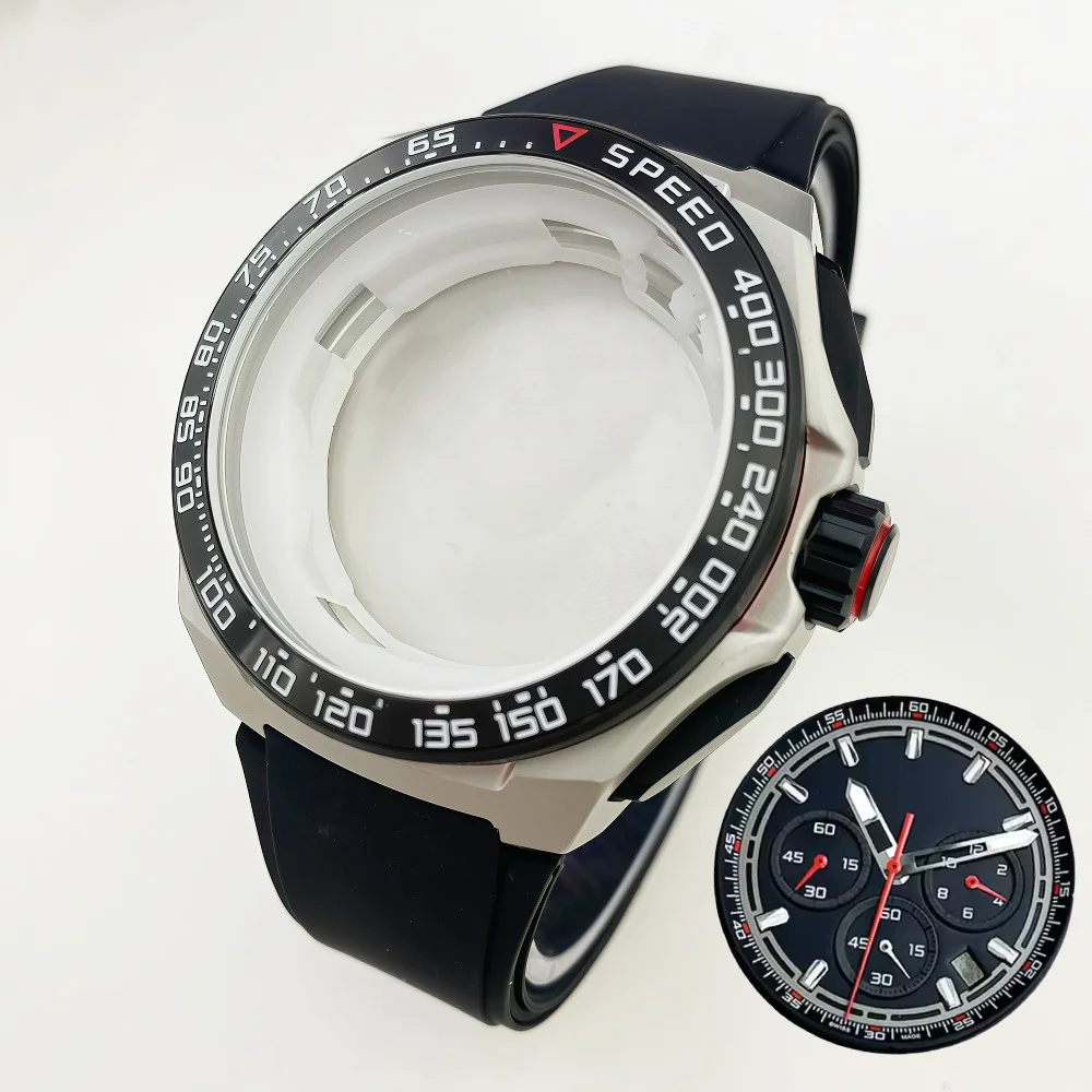 Cassa in acciaio inossidabile da 42 mm, compatibile con il movimento VK63, modello di orologio da uomo è accessori impermeabili con funzione luminosa