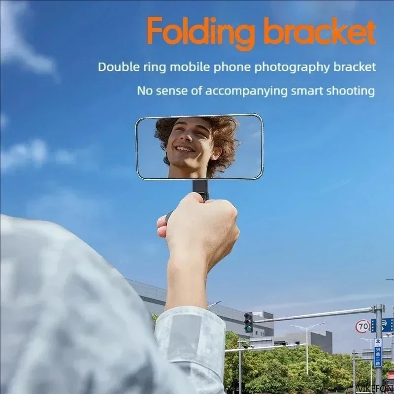 MagSafe 용 이중 링 iPhone 16 15 12 11 Pro 핸드폰 홀더 용 강력한 자기 합금 접이식 자기 데스크탑 전화 홀더