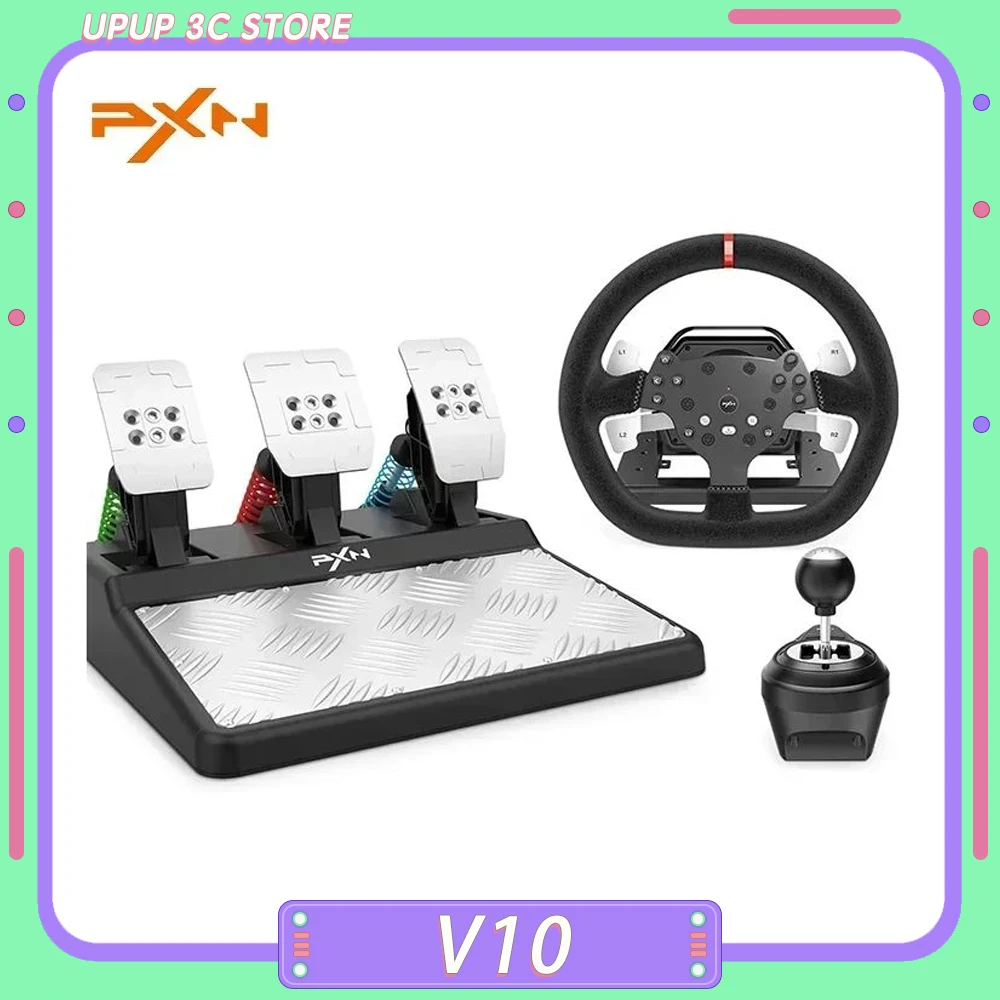 

Pxn V10 Steering Wheel Original Gaming Controller Wired Force 900 Rotation Game Steering Wheel For Ps3/Ps4/Switch/Xbox Man Gifts