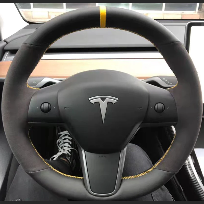 

Для Tesla Model 3 2015-2021, модель Y 2019-2021, прошитая вручную, Высококачественная Нескользящая натуральная кожа, замша