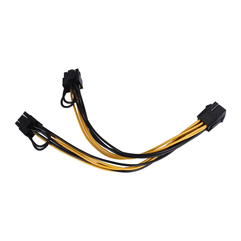 PCI-E PCI Express 6Pin أنثى إلى ثنائي مزدوج 2-Port 8Pin (6 + 2Pin) ذكر F/M محول GPU بطاقة الفيديو سلك الطاقة 18AWG 20 سم