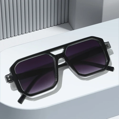 Imagen 2 del producto SO & EI Retro doble puente cuadrado hombres Punk gafas de sol moda claro gradiente tonos UV400 mujeres marca diseñador gafas de sol