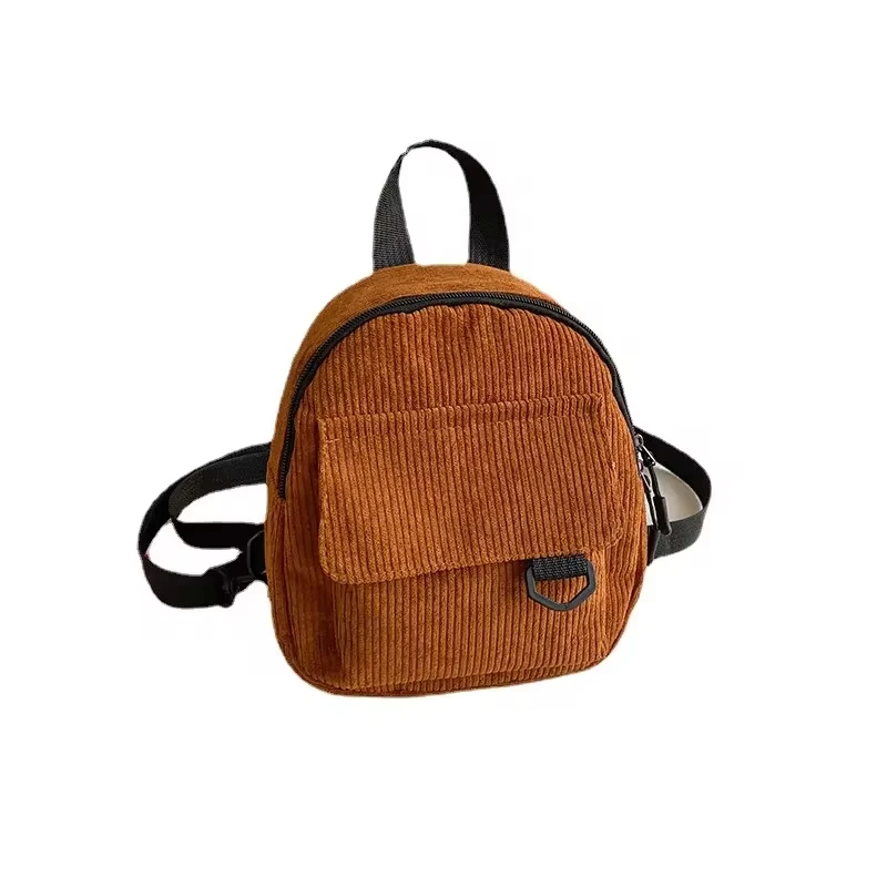 Fashion Women Mini Backpack Solid Color Corduroy Small Backpacks Simple Casual Student Bookbags Traveling Backpacks