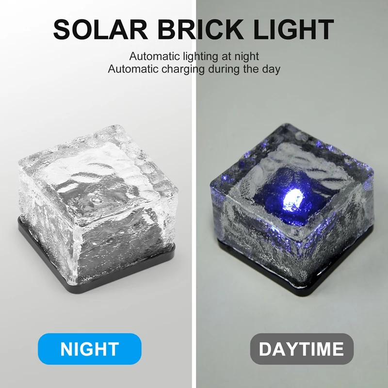 Solar Brick Lights 4 Pack Solar Ice Square Lights Solar Glass Brick Light For Christmas Garden Patio Yard Lawn