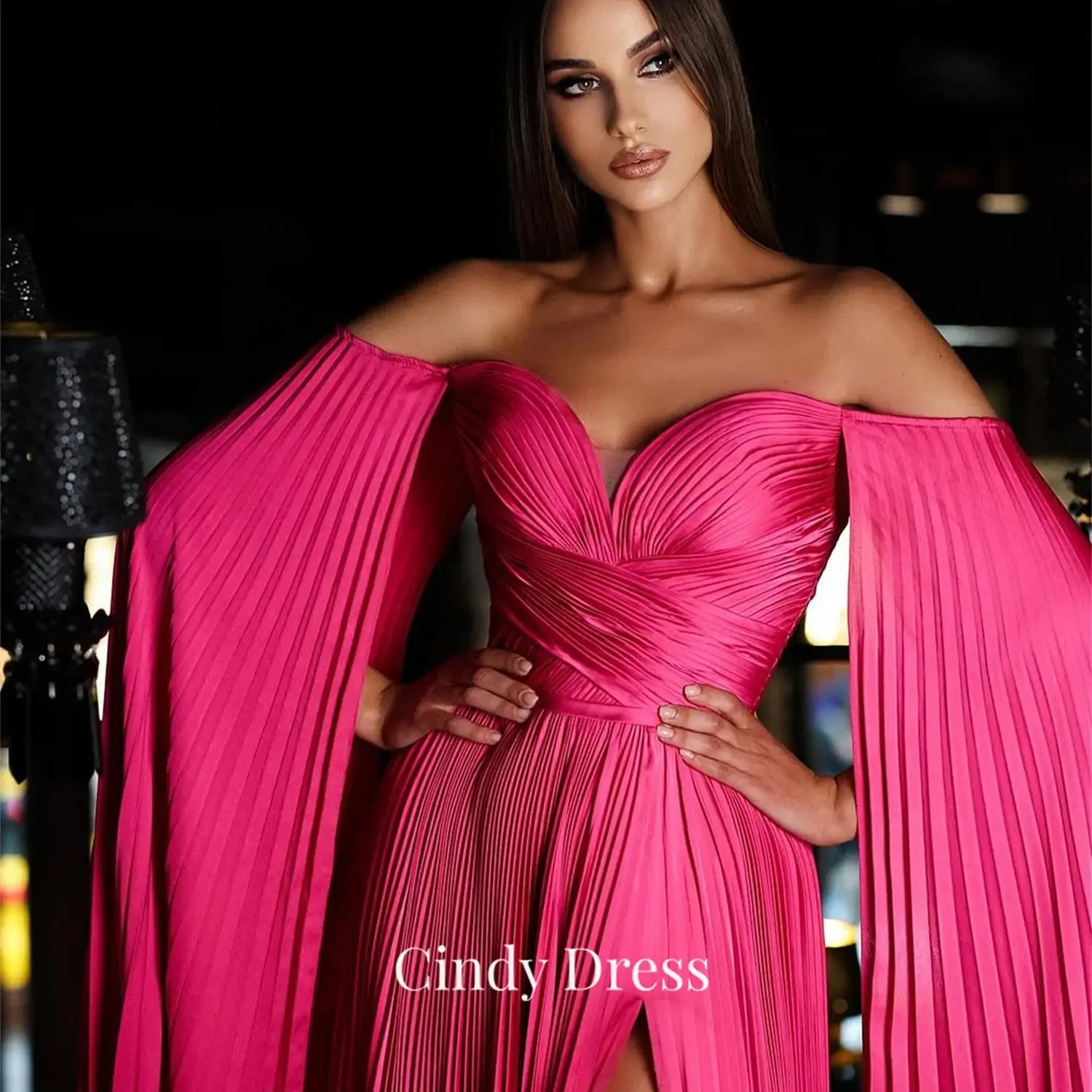 

Cindy Rose Red Long Shawl Sweetheart Sexy Pleated Prom Dress Dresses Elegant Gowns Formal Party Woman Guest Wedding Gala Women