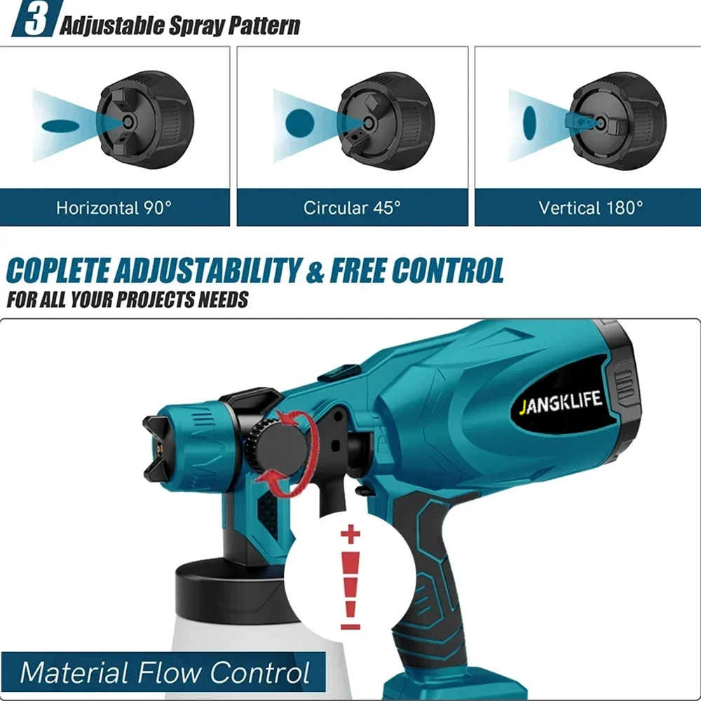 800ML Electric Spray Gun Cordless Paint Sprayer Auto Furniture Steel Coating Airbrush Compatible For Makita 18V Battery image 4