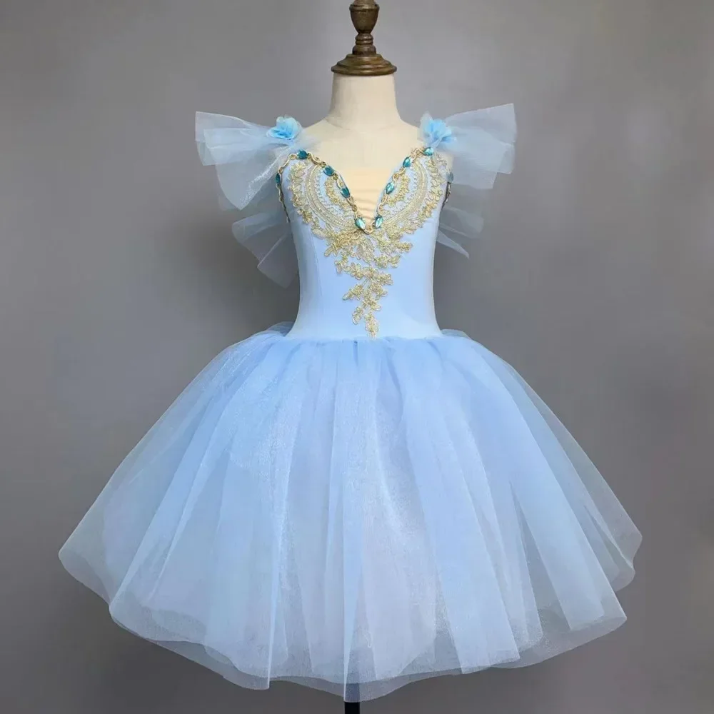 

ballroom balletto Modern tutu classic girls dance dress with flowers costume ballet white swan skirt ballerina Toddler Girl Kids