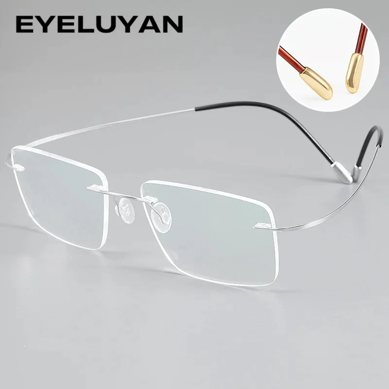 EYELUYA High-quality Business Square Optical Rimless Glasses Frame Screwless Titanium IP Plating Myopia Eyeglasses Frames 16064