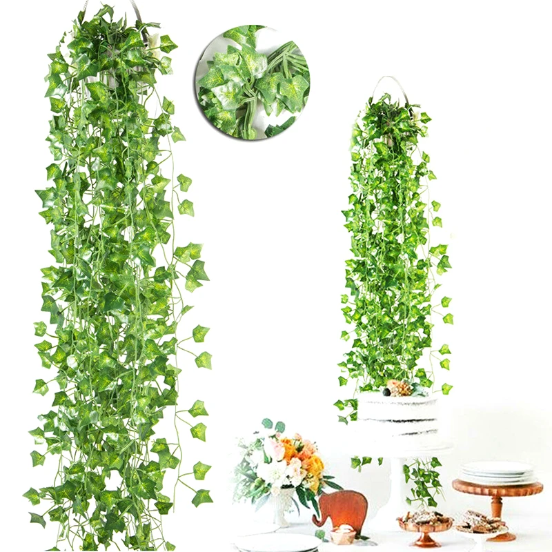Tốt Nhất 2.2M Trang Trí Nhà Nhân Tạo Lá Thường Xuân Vòng Hoa Thực Vật Cây Nho Giả Tán Lá Hoa Hoa Tán Xanh Lá Cây Thường Xuân Vòng Hoa