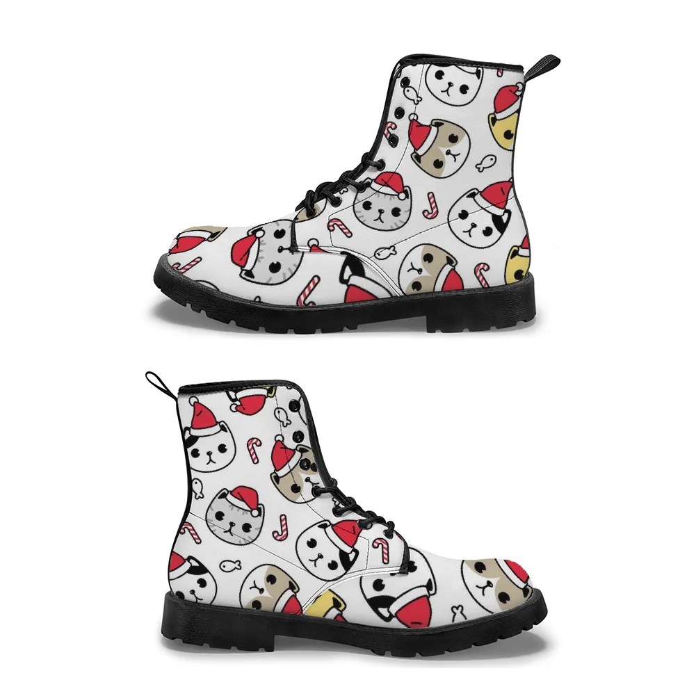 

Christmas cat print mid-calf boots, classic and stylish casual boots, winter boots for men and women.