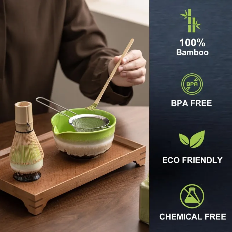 ABRW-Matcha Making Kit-7Pcs Whisk Set& Bowl With Spout, Whisk Holder, Scoop For The Perfect Tea Ceremony