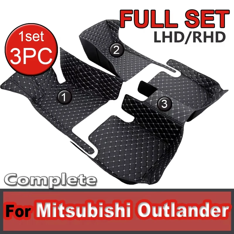 Custom Car Floor Mats For Mitsubishi Outlander PHEV GN 2022 2023 2024 5 Seater Anti-dirt FootPads Waterproof Leather Auto Rugs