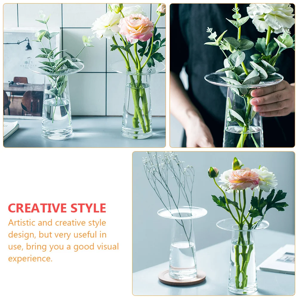 

1Pcs Glass Transparent Flower Vase Flower Holder for Home Office Decoration Desktop Ornament Glass Vase
