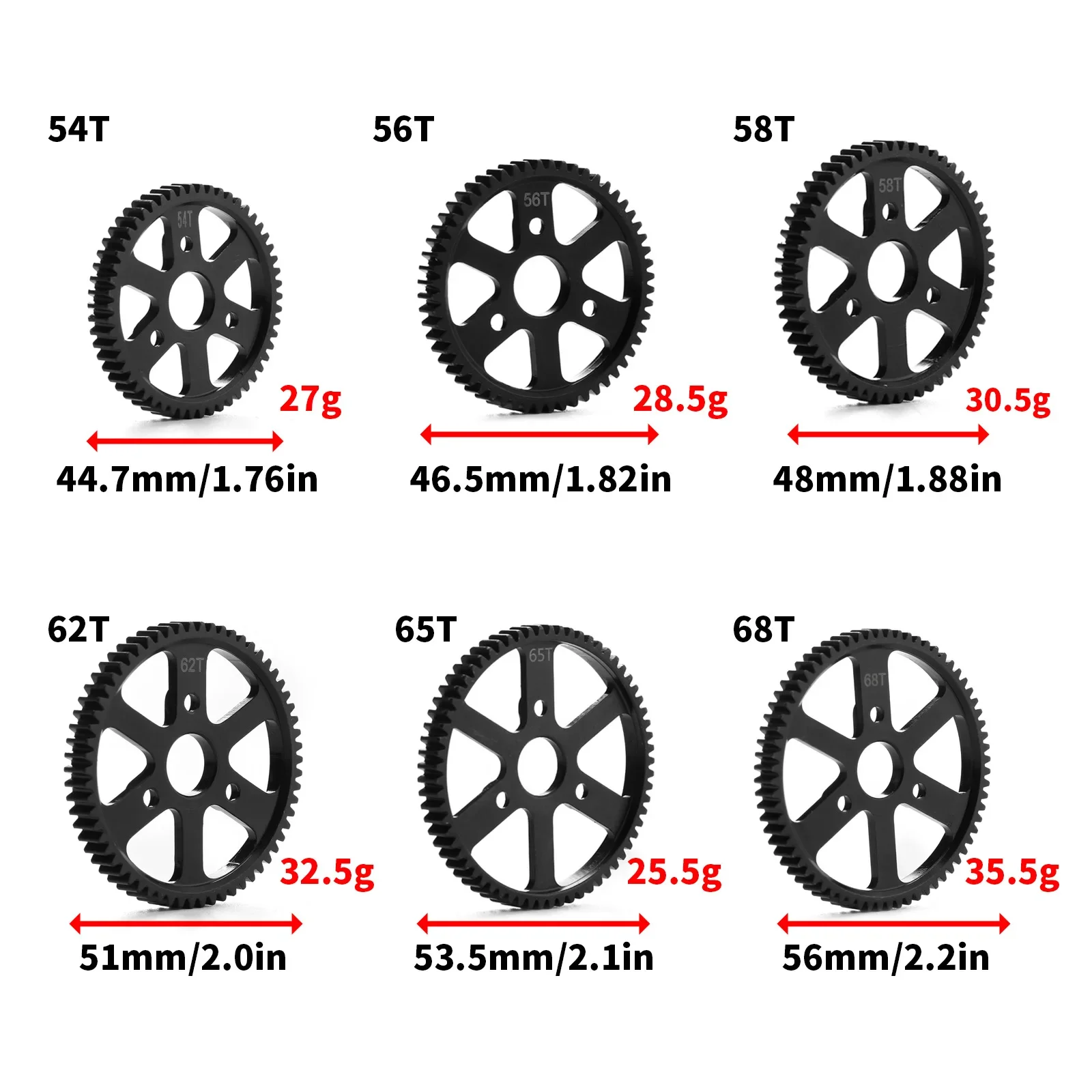 Harden Steel 54T/56T/58T/62T/65T/68T Main Spur Gear 0.8M 32P 3960 for Traxxas 1/10 Summit E-REVO E-Maxx RC Car Upgrade Parts