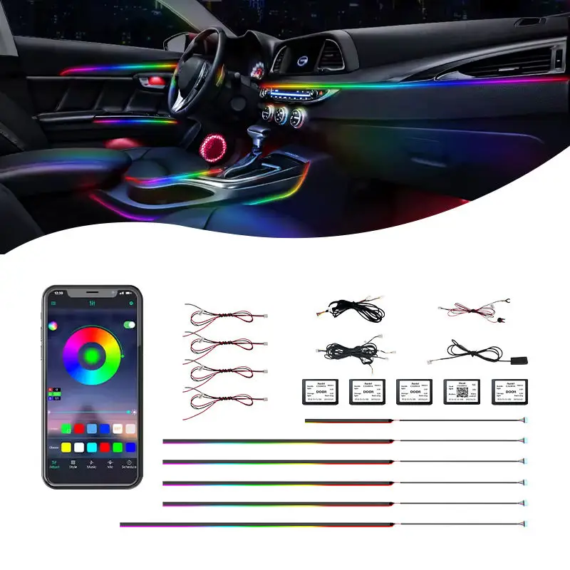 

Универсальный комплект 14-в-1: Акриловые светодиодные RGB-лампы для создания атмосферного освещения в салоне автомобиля