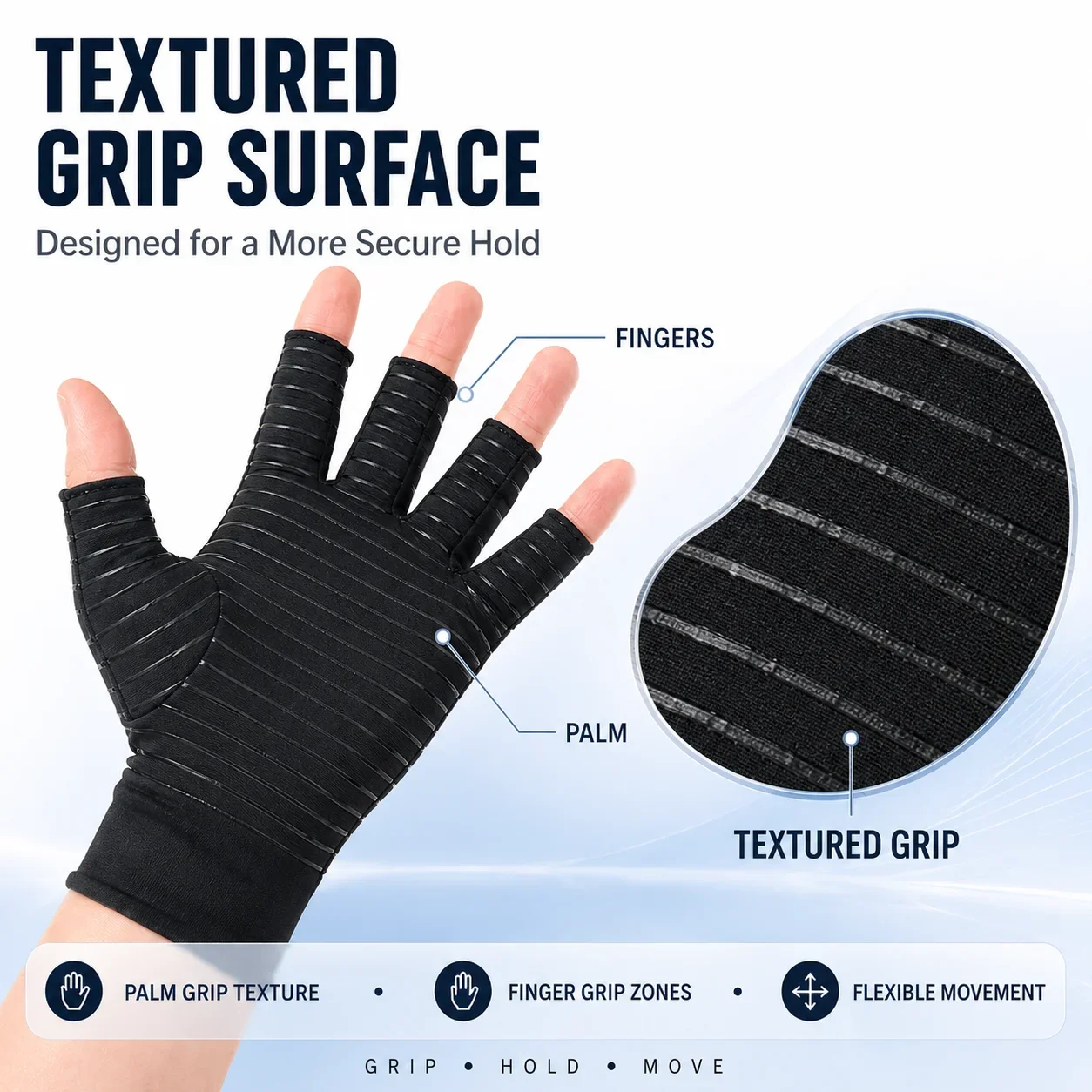 Compression Half Finger Gloves Men Women Fingerless Grip Gloves Textured Palm Extended Wrist Support for Typing Office Daily Use