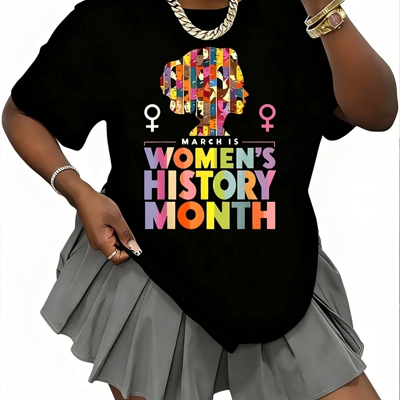 Women's History Month Women's T-Shirt 100% Cotton Fun Print Short Sleeve Top Casual Round Neck Tee S-5Xl