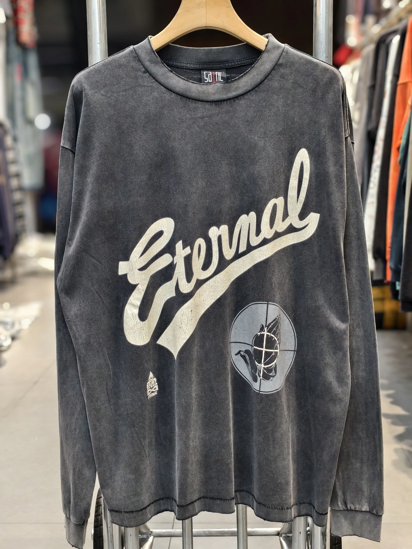 

Свободная футболка с длинным рукавом в американском уличном стиле из хлопка, не мнущаяся, молодежная, модная, на все сезоны